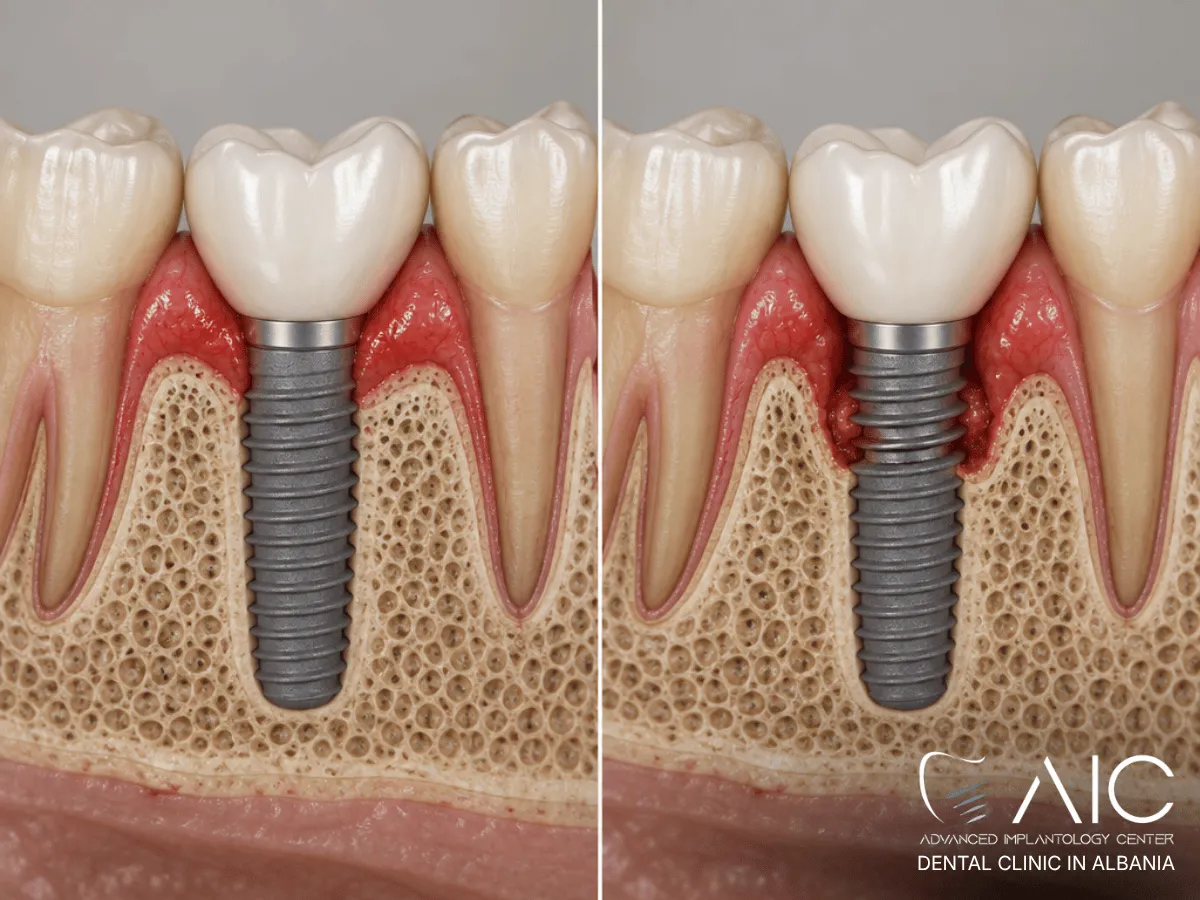 Confronto tra mucosite peri-implantare senza perdita ossea e peri-implantite con perdita ossea