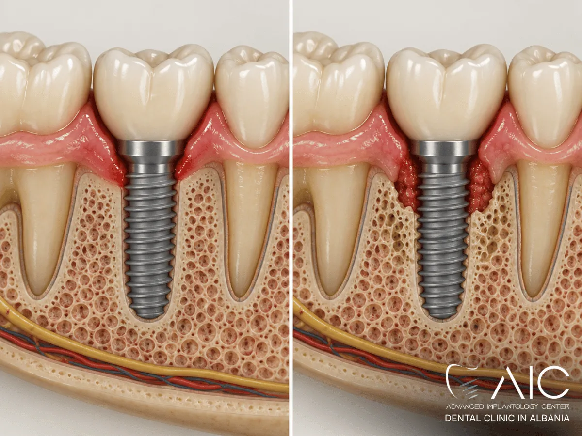 Comparison of peri-implant mucositis without bone loss and peri-implantitis with crestal bone loss