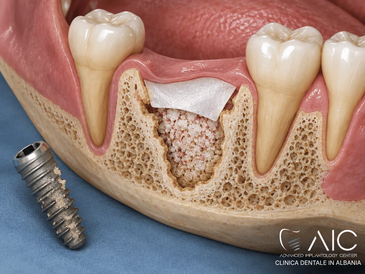 Rimozione di un impianto dentale fallito con rigenerazione del difetto osseo