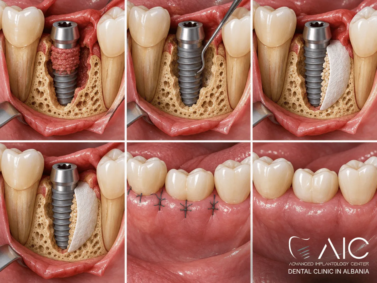 Trattamento chirurgico della peri-implantite con debridement e rigenerazione ossea selettiva