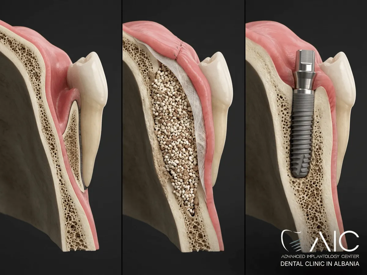 Guided bone regeneration rebuilding a narrow jaw ridge before dental implant placement
